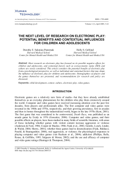 The Next Level of Research on Electronic Play