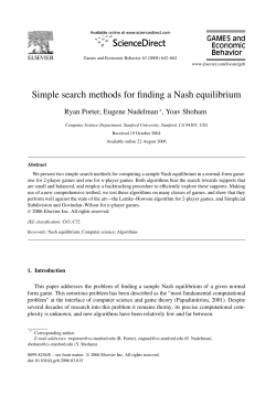 Simple search methods for finding a Nash equilibrium