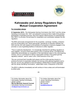 Kahnawake and Jersey Regulators Sign Mutual Cooperation