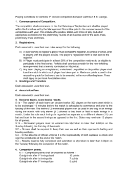 Playing Conditions for combine 1st division competition