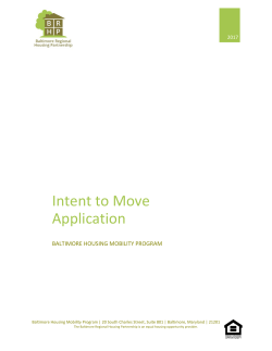 Intent to Move Application - Baltimore Regional Housing Partnership