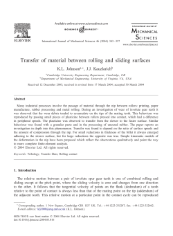 Transfer of material between rolling and sliding surfaces