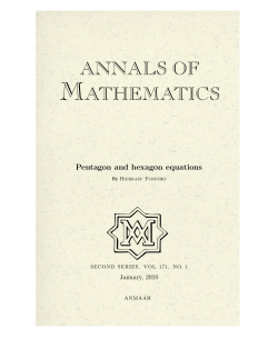 ANNALS OF MATHEMATICS - Graduate School of Mathematics