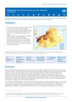 Philippines: Revision of the Bohol Earthquake Action Plan