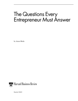 The Questions Every Entrepreneur Must Answer