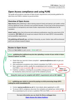 Open Access compliance and using PURE