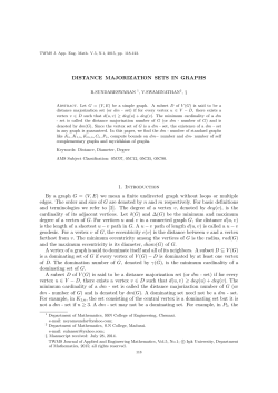 DISTANCE MAJORIZATION SETS IN GRAPHS 1. Introduction By a