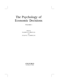 The Psychology of Economic Decisions