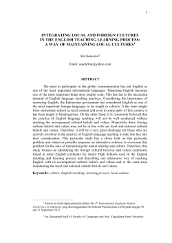 INTEGRATING LOCAL AND FOREIGN CULTURES IN THE
