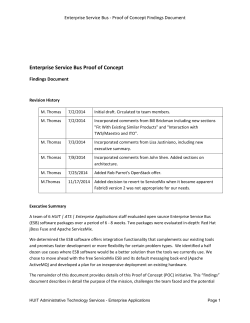 Enterprise Service Bus - Proof of Concept Findings