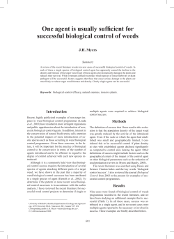 One agent is usually sufficient for successful biological control of