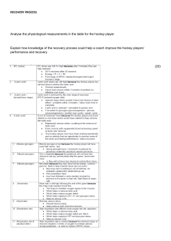 RECOVERY PROCESS Analyse the physiological