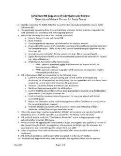 Schulman IRB Sequence of Submission and Review Checklist and