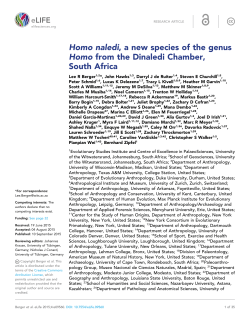 Homo naledi, a new species of the genus Homo from the Dinaledi
