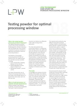Testing powder for optimal processing window