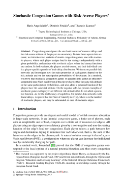 LNCS 8146 - Stochastic Congestion Games with Risk