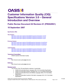 Customer Information Quality (CIQ) Specifications Version 3.0