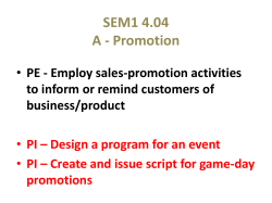 Promotion PE - Employ sales-promotion activities to inform or