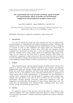 The organization and work practice of change agents in health care