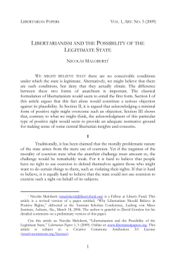 Libertarianism and the Possibility of the Legitimate State