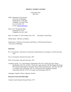 Department of Economics University of Pittsburgh Pittsburgh PA