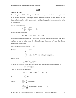 Ordinary Differential Equations-Unit II