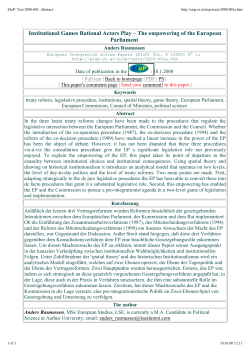 Institutional Games Rational Actors Play &ndash; The empowering of the