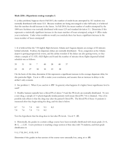 Math 2210---Hypothesis testing examples I. 0. (a fake problem