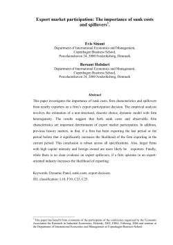 Export market participation: The importance of sunk costs and