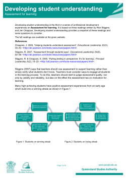 Assessment for learning * Developing student understanding