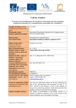 Call for Tenders