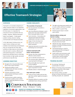 Effective Teamwork Strategies