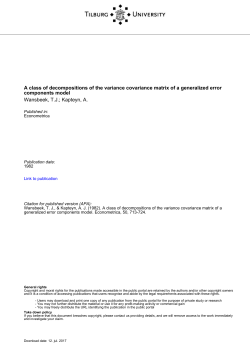 Tilburg University A class of decompositions of the