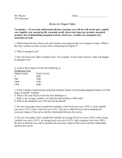Mr. Maurer Name: AP Economics Review for Chapter 9 Quiz