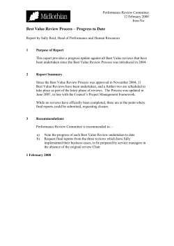 Overview of progress to date of Best Value