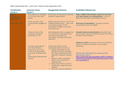 Timeframe Cycle 2 Lessons from Cycle 1 Suggested Actions