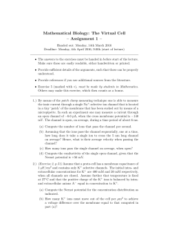 Mathematical Biology: The Virtual Cell &ndash; Assignment 1 &ndash;