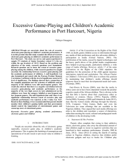 Excessive Game-Playing and Children`s Academic Performance in