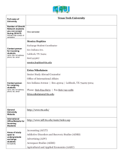 Full name of University Texas Tech University Number of Utrecht