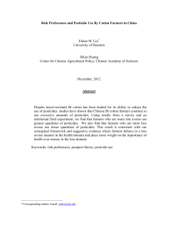 Risk Preferences and Pesticide Use By Cotton Farmers in China