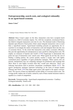 Entrepreneurship, search costs, and ecological