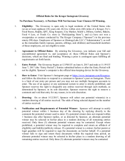 Official Rules for the Kroger Instagram Giveaway