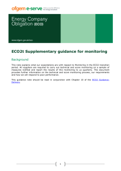 ECO2t Supplementary guidance for monitoring
