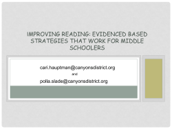Improving Reading: Evidenced Based Strategies That