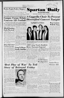 A Cappella Choir To Present Diversified Concert Tonight `Best Play