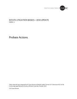 Probate Actions - The Continuing Legal Education Society of BC