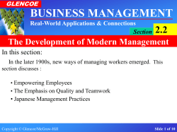 The Development of Modern Management - Glencoe/McGraw-Hill