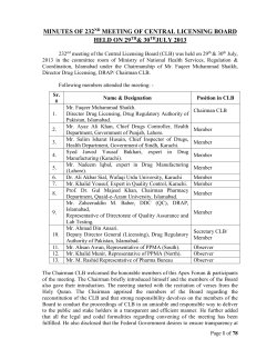 Minutes of 232nd meeting of Central Licensing Board