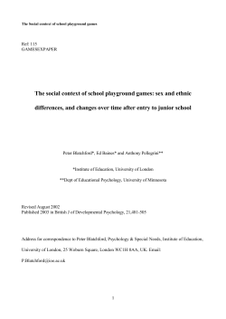 The social context of school playground games: sex