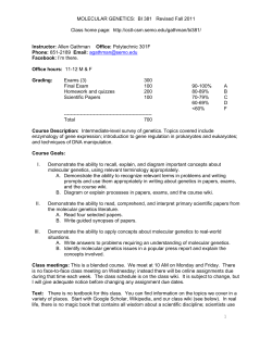 GENETICS: BI 381